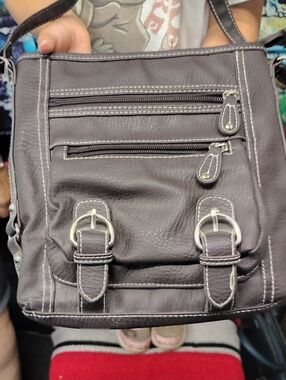 Hand Crafted Dark Gray Leather Messenger Bag with Silver Hardware